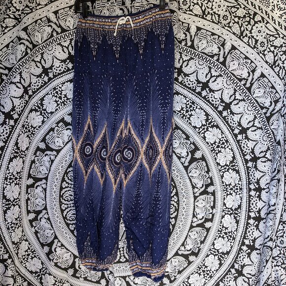 Blue Harem Pants Sz M/L - Picture 1 of 4
